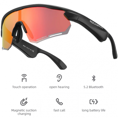 Okulary rowerowe polaryzacyjne UV400 z bluetooth i głośnikami ROCKBROS BT (14130002002)