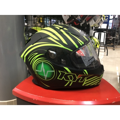 Kask motocyklowy KYT ThunderFlash Czarno Zielony S