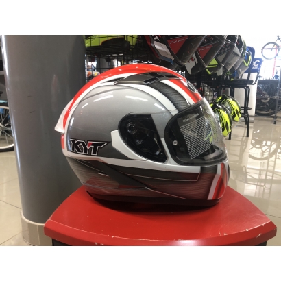 Kask motocyklowy KYT Falcon Biało Czerwony S (55-56cm)