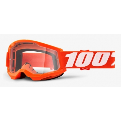 Gogle 100% STRATA 2 JUNIOR ORANGE (Szyba Przezroczysta Anti-Fog, LT 88%-92%)