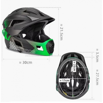 Kask FULL FACE Rockbros TS-61 Green rower, hulajnoga