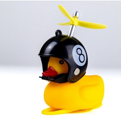 Dzwonek rowerowy, lampka kaczka czarny kask ROXAR