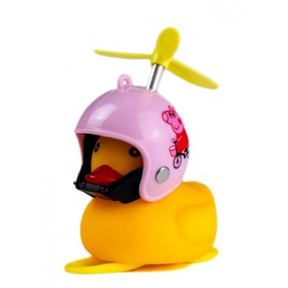 Dzwonek rowerowy, lampka kaczka różowy kask ROXAR