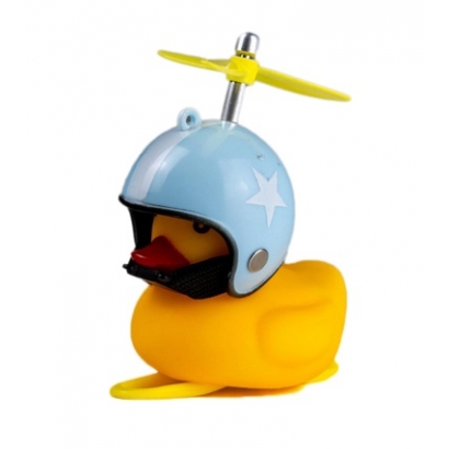 Dzwonek rowerowy, lampka kaczka niebieski kask ROXAR