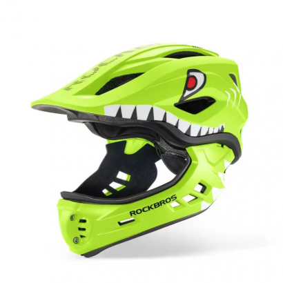 Kask dziecięcy z odpinaną szczęką 2w1 ROCKBROS TT-32003 Green Shark zielony