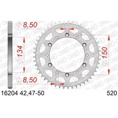 Zębatka tylna stalowa do łańcucha 520 kod 16204-49 Afam