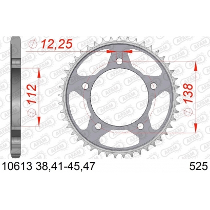 Zębatka tylna stalowa do łańcucha 525 kod 10613-42 Afam