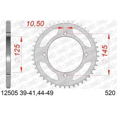 Zębatka tylna stalowa do łańcucha 520 kod 12505-45 Afam