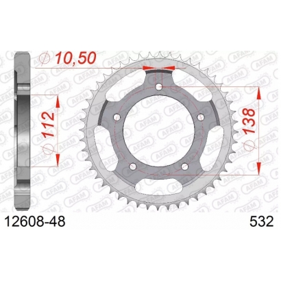 Zębatka tylna stalowa do łańcucha 532 kod 12608-48