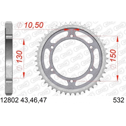 Zębatka tylna stalowa do łańcucha 532 kod 12802-47 Afam