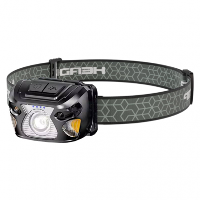 Latarka, lampka czołowa LED, USB-C, czujnik ruchu, czołówka, turystyczna 300 Lumenów ROXAR