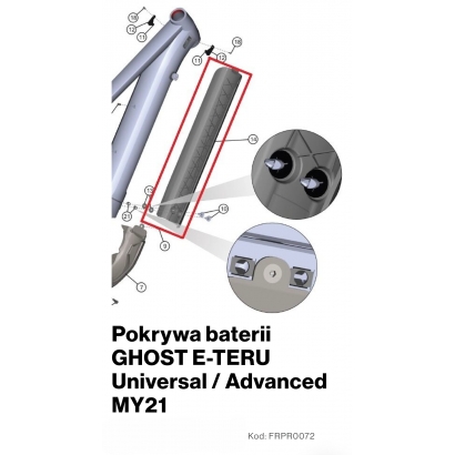 Pokrywa osłona baterii Ghost E-Teru Universal / Advanced + piny montażowe