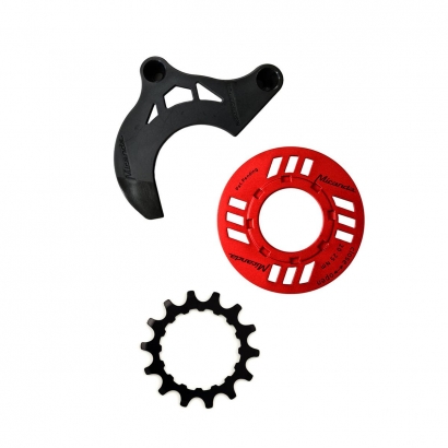 MIRANDA chainguard-set for e-bike incl. chainring 14 teeth and chainguide for GEN2, red (PU 1 set)