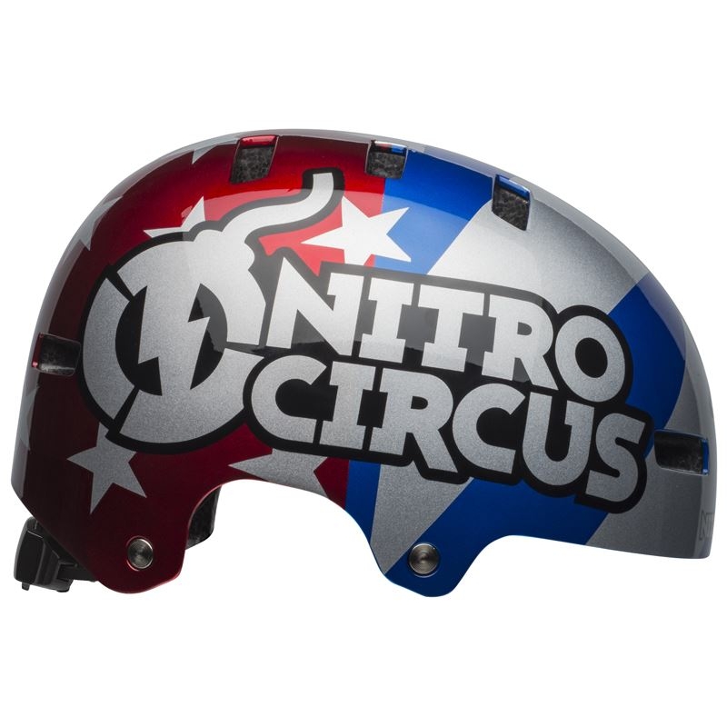 Kask bmx BELL LOCAL nitro circus gloss silver blue red roz. S (51–55 cm) (DWZ)